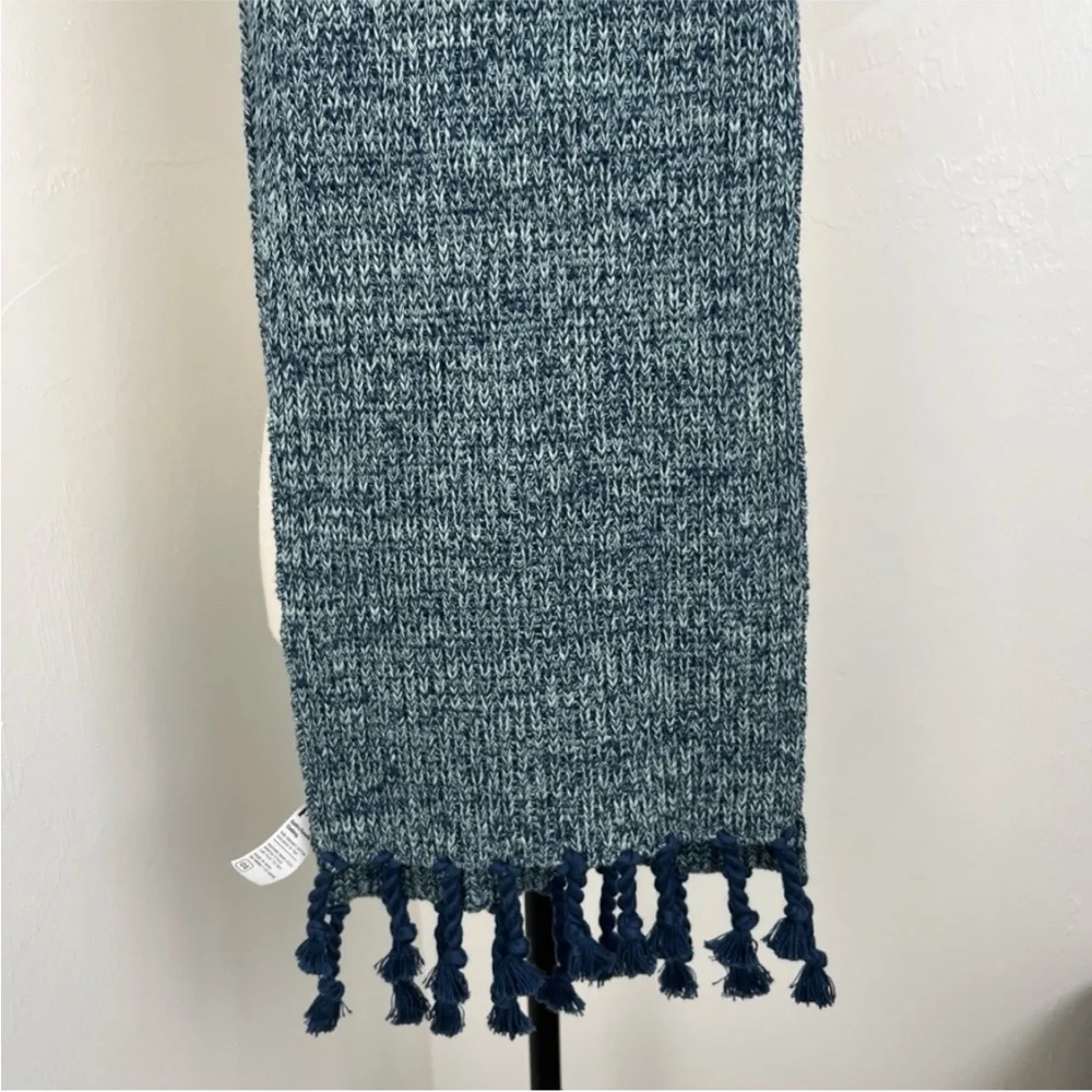 PACT, Knit Scarf Blue-Green w/Braided Tassels, Extra-Long, Excelt Cond, Size OS